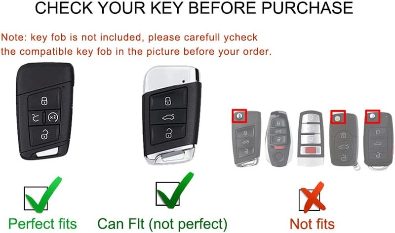 CACARLIKE for VW Volkswagen Key Fob Cover with Leather Lanyard, Car Key Fob Case Compatible with Tiguan Jetta GLI Atlas Cross Sport Arteon Taos SEL Smart Key Protector Holder - Image 2
